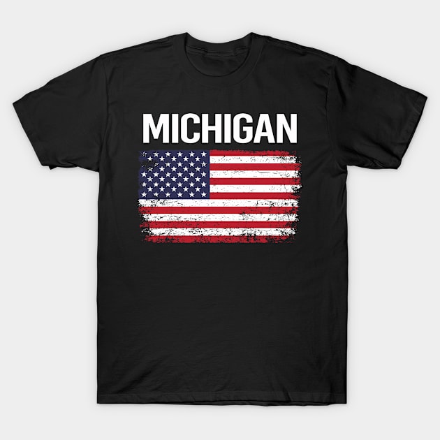 The American Flag Michigan T-Shirt by flaskoverhand